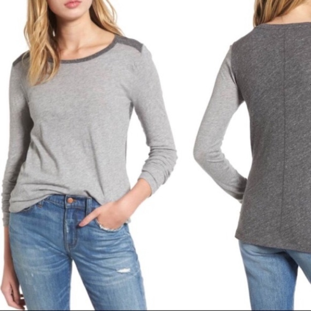 Madewell two tone gray long sleeve T-shirt, M